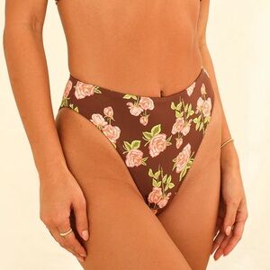 Dippin' Daisy's Seashore High Waist Cheeky Bikini Bottom Rosebud NWT Size Large